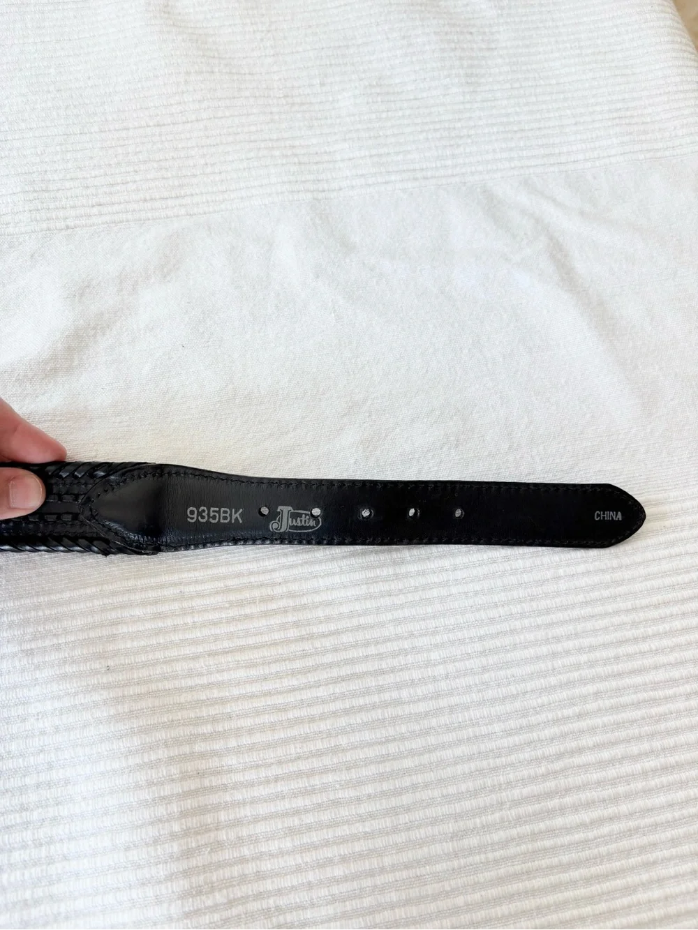 Justin Western Braided Black Leather Belt - Picture 9 of 15